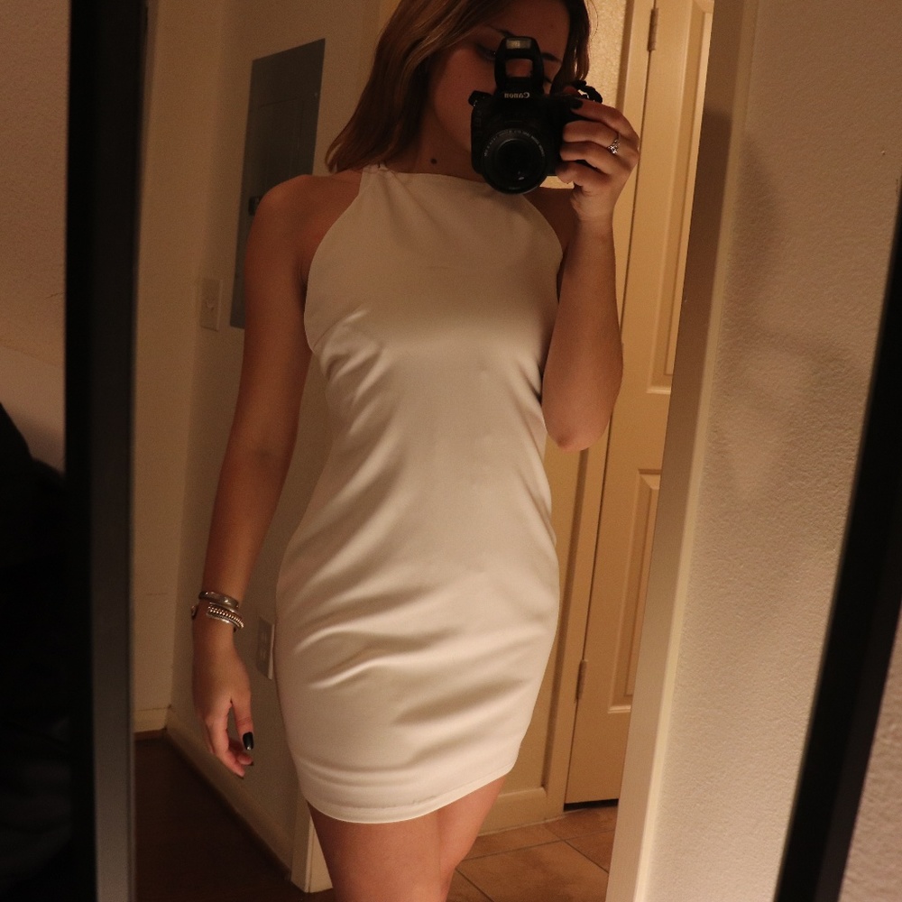 white silk elegant dress